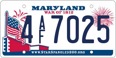 MD license plate 4AF7025
