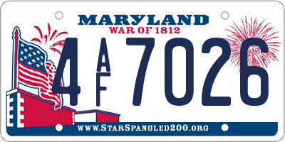 MD license plate 4AF7026
