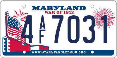 MD license plate 4AF7031