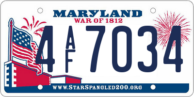 MD license plate 4AF7034