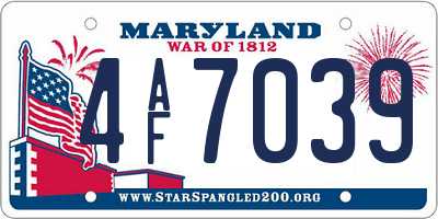 MD license plate 4AF7039