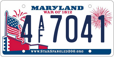 MD license plate 4AF7041