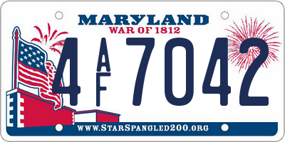 MD license plate 4AF7042