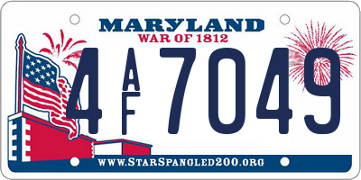MD license plate 4AF7049