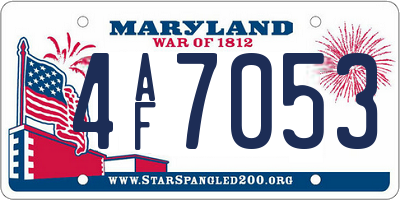 MD license plate 4AF7053