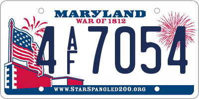 MD license plate 4AF7054
