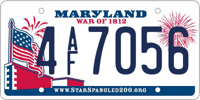 MD license plate 4AF7056