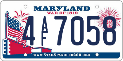 MD license plate 4AF7058