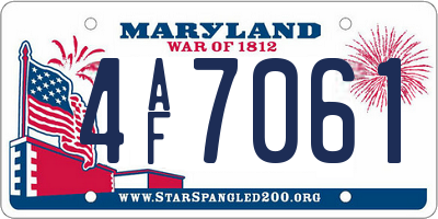 MD license plate 4AF7061
