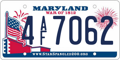 MD license plate 4AF7062