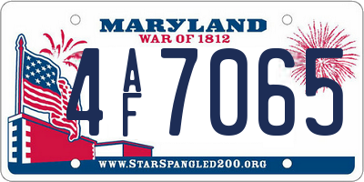 MD license plate 4AF7065