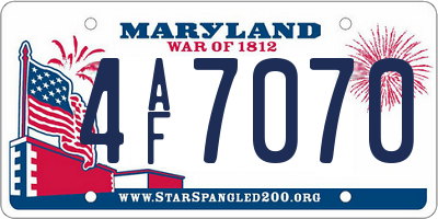 MD license plate 4AF7070