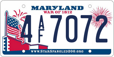 MD license plate 4AF7072