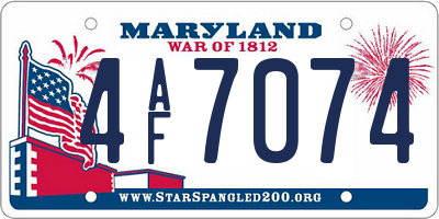 MD license plate 4AF7074