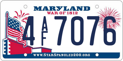 MD license plate 4AF7076
