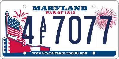 MD license plate 4AF7077