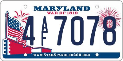 MD license plate 4AF7078