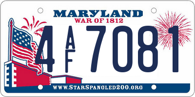 MD license plate 4AF7081