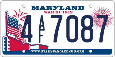 MD license plate 4AF7087