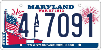 MD license plate 4AF7091