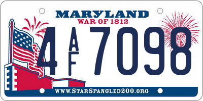 MD license plate 4AF7098
