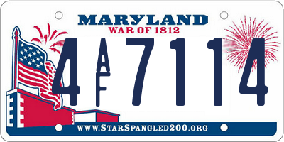 MD license plate 4AF7114