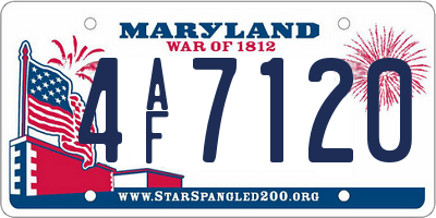 MD license plate 4AF7120