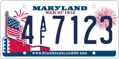 MD license plate 4AF7123