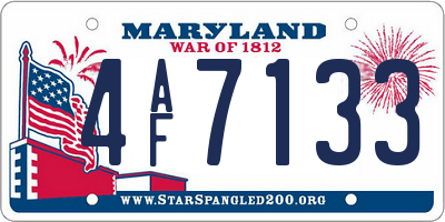 MD license plate 4AF7133