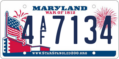 MD license plate 4AF7134