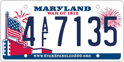 MD license plate 4AF7135