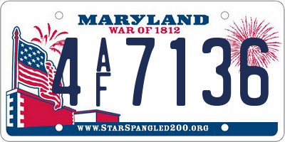 MD license plate 4AF7136
