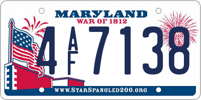 MD license plate 4AF7138