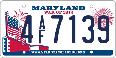MD license plate 4AF7139