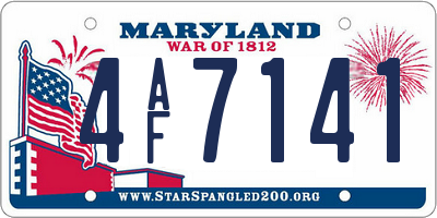 MD license plate 4AF7141