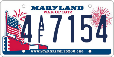MD license plate 4AF7154