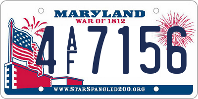 MD license plate 4AF7156