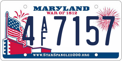 MD license plate 4AF7157
