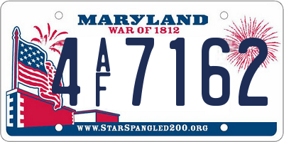 MD license plate 4AF7162