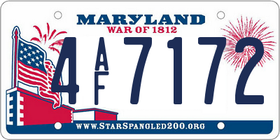 MD license plate 4AF7172