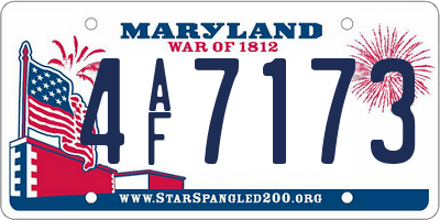 MD license plate 4AF7173