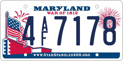 MD license plate 4AF7178