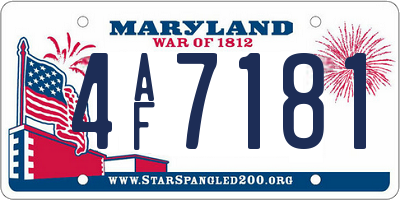 MD license plate 4AF7181