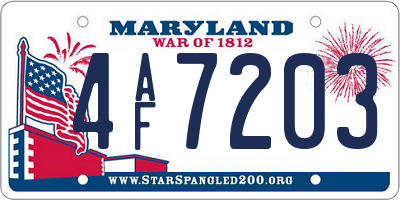 MD license plate 4AF7203