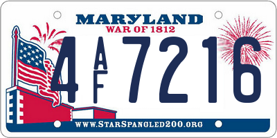 MD license plate 4AF7216