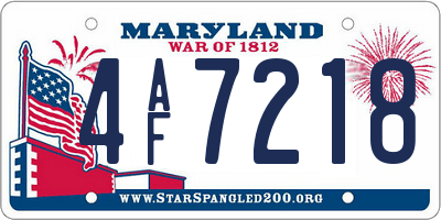 MD license plate 4AF7218