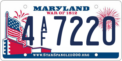 MD license plate 4AF7220