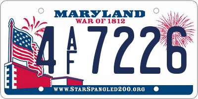 MD license plate 4AF7226