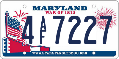 MD license plate 4AF7227