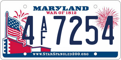 MD license plate 4AF7254